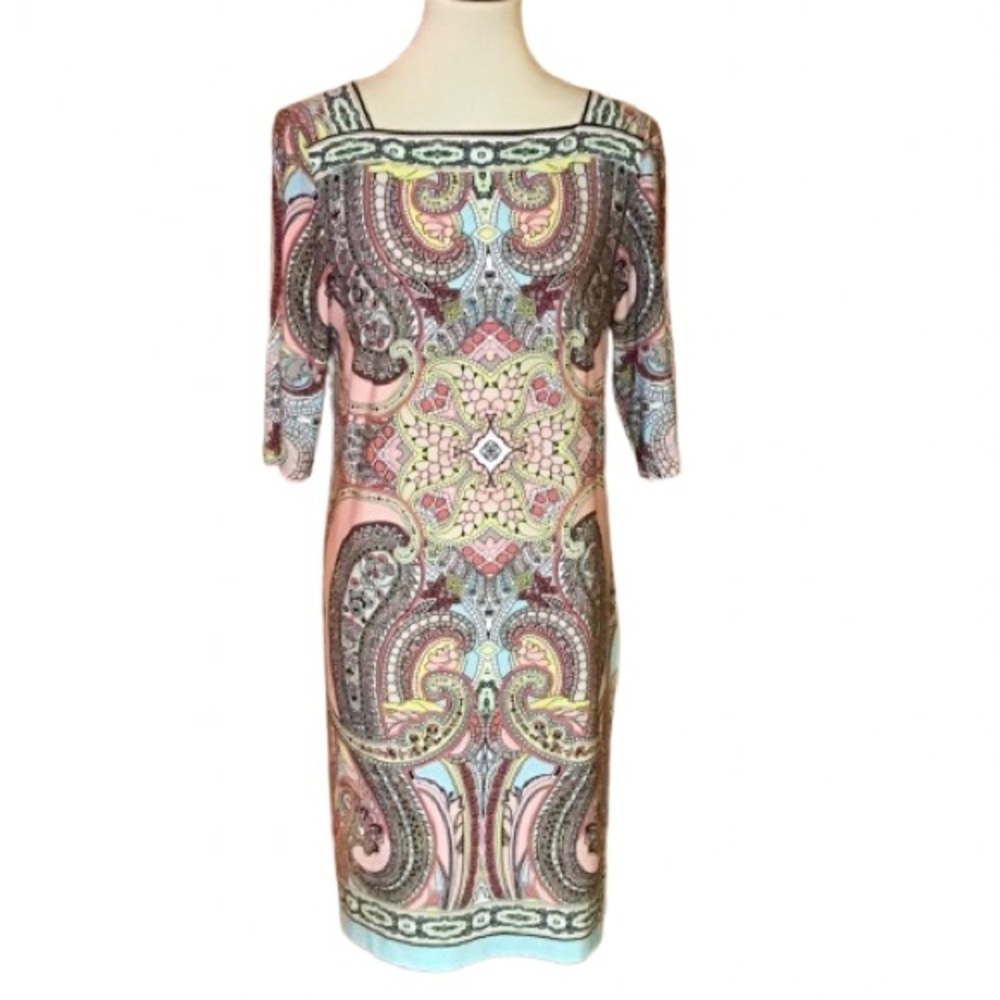 Sandra Darren Bright Geometric Midi Dress
